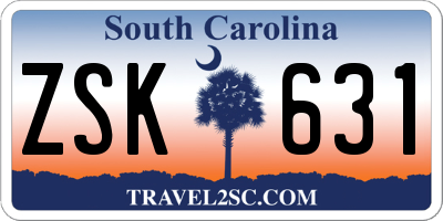 SC license plate ZSK631