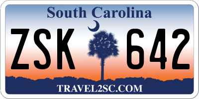 SC license plate ZSK642
