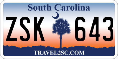 SC license plate ZSK643