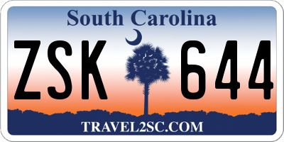 SC license plate ZSK644