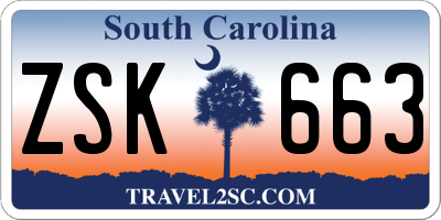 SC license plate ZSK663