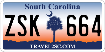 SC license plate ZSK664