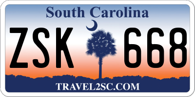 SC license plate ZSK668