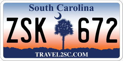 SC license plate ZSK672