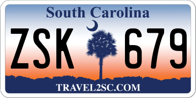 SC license plate ZSK679