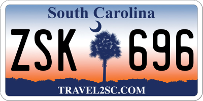 SC license plate ZSK696