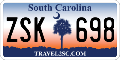 SC license plate ZSK698