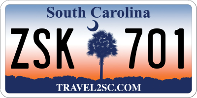 SC license plate ZSK701