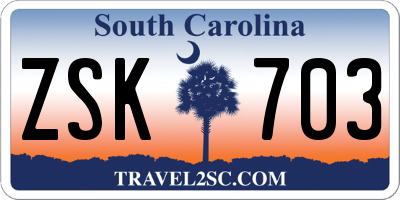 SC license plate ZSK703