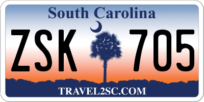 SC license plate ZSK705