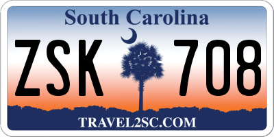 SC license plate ZSK708