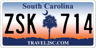 SC license plate ZSK714