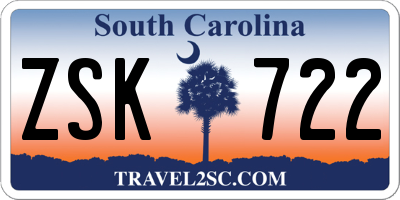 SC license plate ZSK722