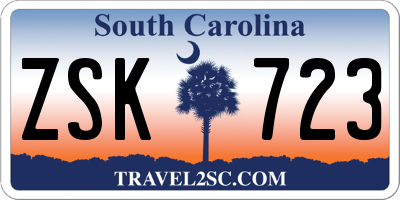 SC license plate ZSK723