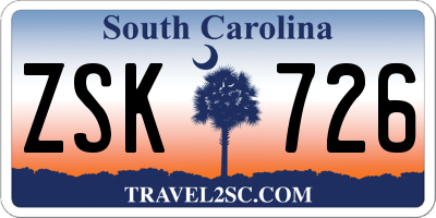 SC license plate ZSK726