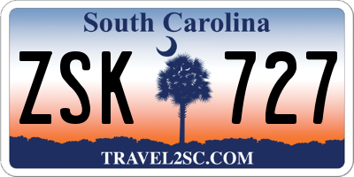 SC license plate ZSK727