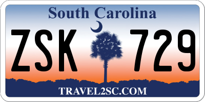 SC license plate ZSK729