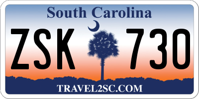 SC license plate ZSK730