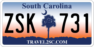 SC license plate ZSK731