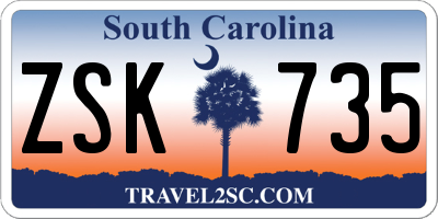 SC license plate ZSK735