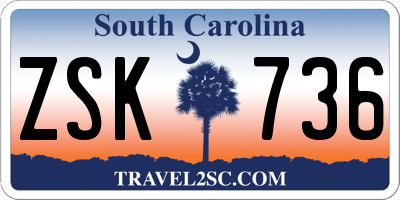 SC license plate ZSK736