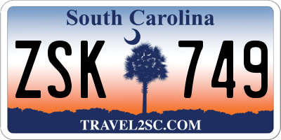 SC license plate ZSK749