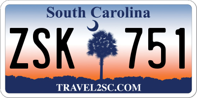 SC license plate ZSK751