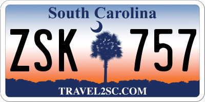 SC license plate ZSK757