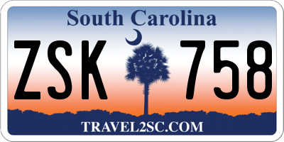 SC license plate ZSK758