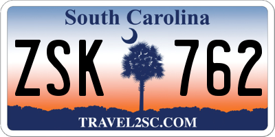 SC license plate ZSK762