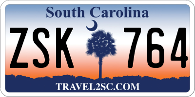 SC license plate ZSK764