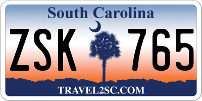 SC license plate ZSK765