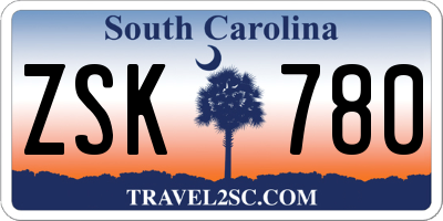 SC license plate ZSK780