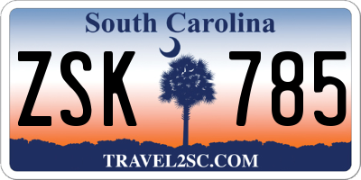 SC license plate ZSK785