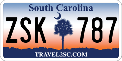 SC license plate ZSK787