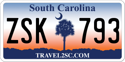 SC license plate ZSK793