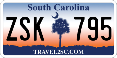 SC license plate ZSK795