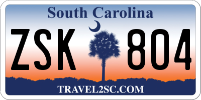SC license plate ZSK804