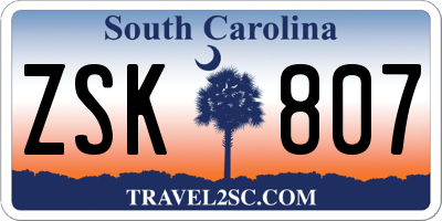 SC license plate ZSK807