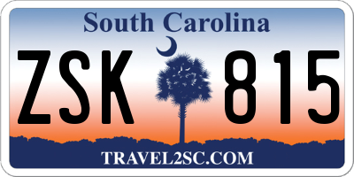SC license plate ZSK815