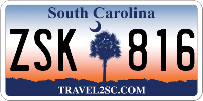 SC license plate ZSK816