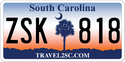 SC license plate ZSK818