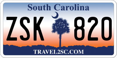 SC license plate ZSK820