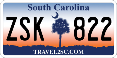 SC license plate ZSK822