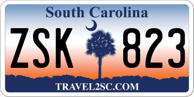 SC license plate ZSK823