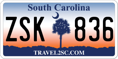 SC license plate ZSK836