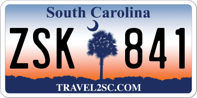 SC license plate ZSK841