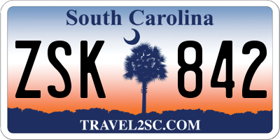 SC license plate ZSK842
