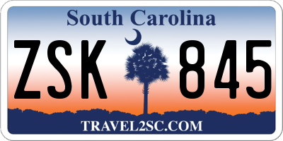 SC license plate ZSK845
