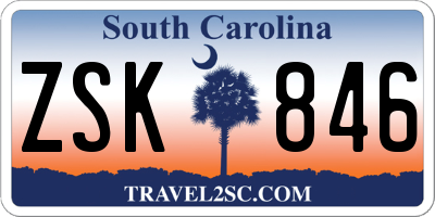 SC license plate ZSK846